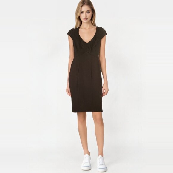 CHIC by Jacob sheath dress black lace overlay ponte knit Size XS - Picture 2 of 9